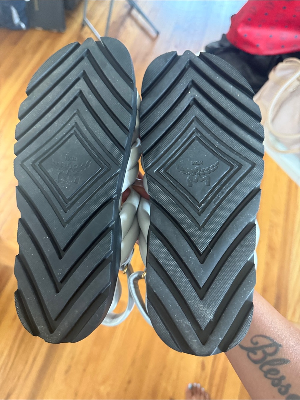MCM Padded Braided Slingback Sandals - Light Blue - Picture 6 of 6